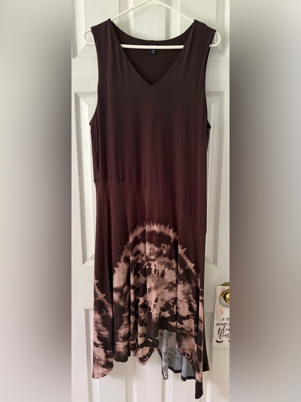 Simply Vera Vera Wang Brown Tie-Dye Sleeveless V-Neck Dress